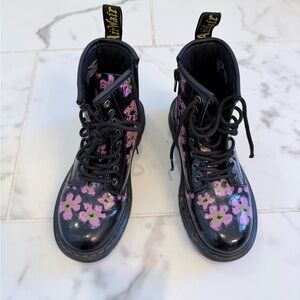 Dr. Martens Floral Black Kids Boots